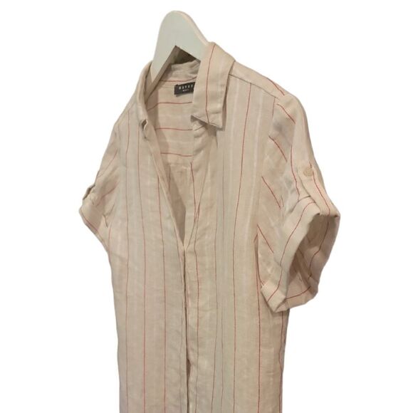 Maven West Short Sleeve Shirt Dress Button Down Linen Dress S - Picture 6 of 13